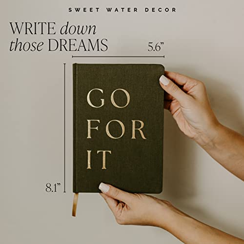 Sweet Water Decor Lindo cuaderno de composición con forro motivacional para mujeres, 100 páginas rayadas para escribir, diario con cubierta inspiradora de tela (fuerte, hermoso, valiente y valiente)