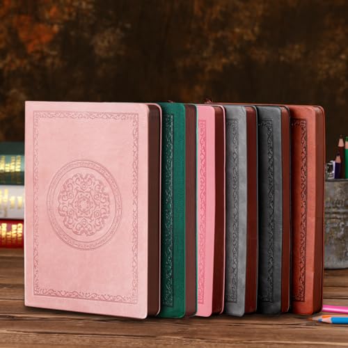 Fetinar Cuaderno de diario forrado de 300 páginas, cuaderno de diario con forro de cuero de tapa blanda para mujeres y hombres, cuaderno de 300 páginas para viajes, negocios, trabajo, oficina, toma de notas escolares, 5,7 x 8,3 pulgadas, negro