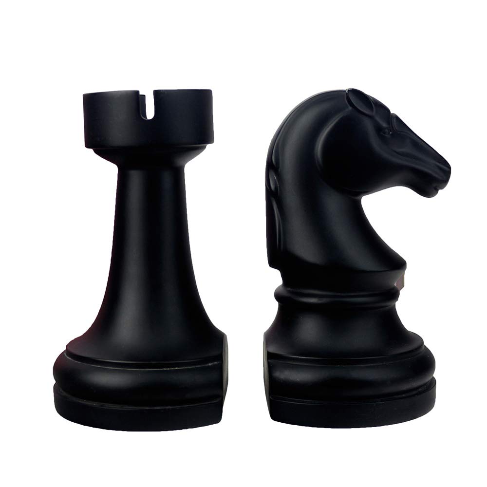 Sujetalibros decorativos Sujetalibros de ajedrez, extremos de libros negros, soportes para libros pesados, decoración única de sujetalibros para oficina, hogar, escritorio, estantería, 7 pulgadas de largo x 4 de ancho x 7 de alto, 1 par/2 piezas
