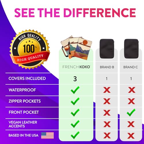 French KOKO Portador de libros impermeable de 3 piezas, funda protectora para libros con bolsillo con cremallera y asa, protector de bolsillo para libros, funda para libros de viaje, funda para libros, funda para transporte de libros, Boho Desert Dreams
