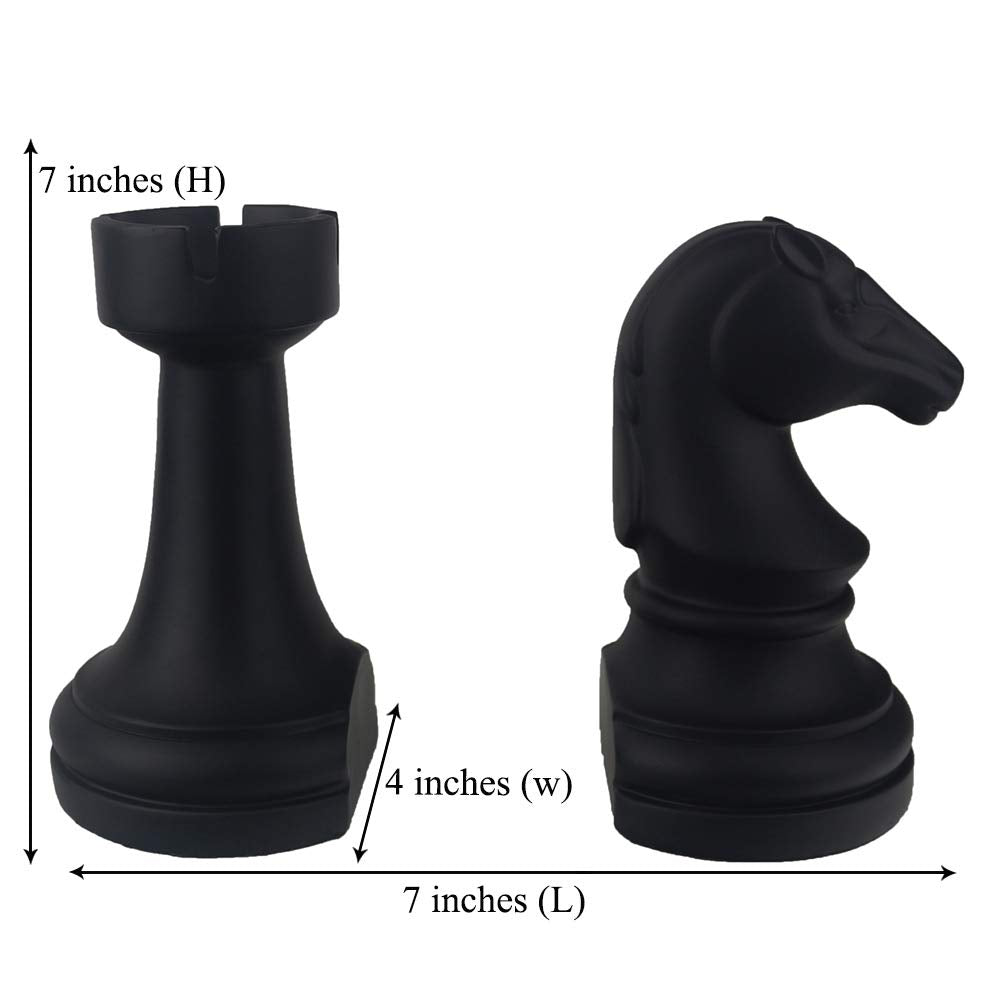 Sujetalibros decorativos Sujetalibros de ajedrez, extremos de libros negros, soportes para libros pesados, decoración única de sujetalibros para oficina, hogar, escritorio, estantería, 7 pulgadas de largo x 4 de ancho x 7 de alto, 1 par/2 piezas
