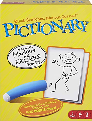 Mattel Games Pictionary Juego de mesa, juego de dibujo para niños, adultos y noche de juegos, categoría única para 2 equipos (exclusivo de Amazon)