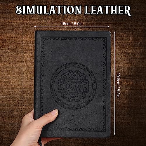 Fetinar Cuaderno de diario forrado de 300 páginas, cuaderno de diario con forro de cuero de tapa blanda para mujeres y hombres, cuaderno de 300 páginas para viajes, negocios, trabajo, oficina, toma de notas escolares, 5,7 x 8,3 pulgadas, negro