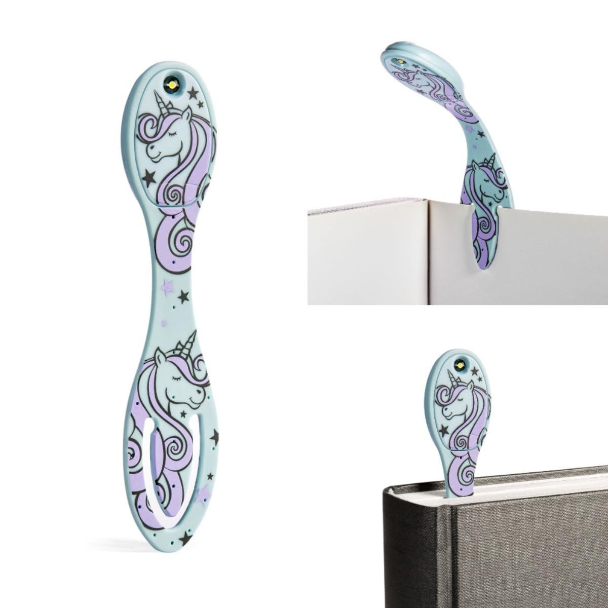 Luz de lectura Flexilight | Luz de libro marcapáginas 2 en 1 | Lámpara de lectura LED con clip | Antorcha de libros para niños y adultos para leer en la cama | Accesorios para libros | Idea de regalo para lectores y amantes de los libros (unicornio)