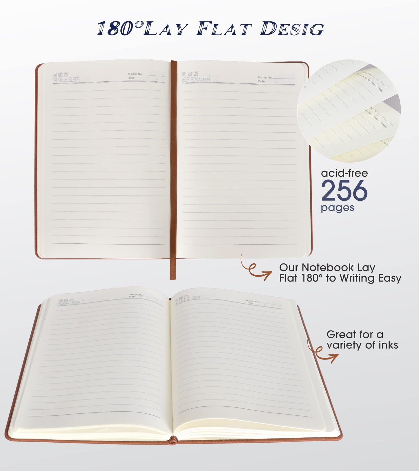 Biuwory Cuaderno forrado para mujeres y hombres, 256 páginas A5, diarios de cuero de tapa dura para escritura, viajes, negocios, trabajo y escuela, cuadernos universitarios con rayas para tomar notas, bloc de notas de 5,7 x 8,3 pulgadas (marrón)