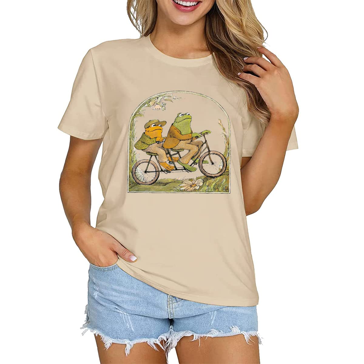 Camisa de rana para mujer, camiseta clásica de libro, camiseta gráfica vintage, camiseta para amantes de los libros, camiseta divertida para profesor (S, albaricoque)
