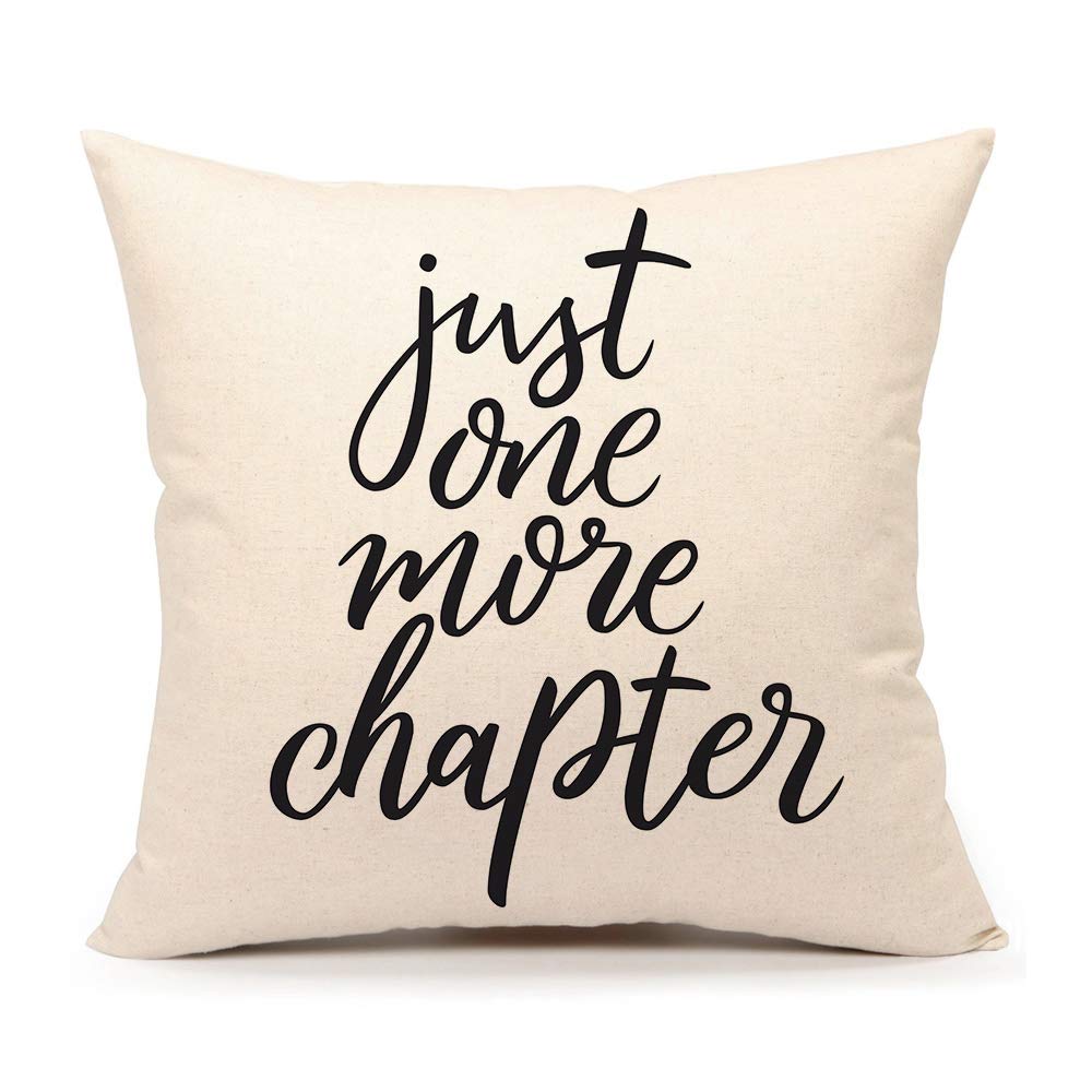 Just One More Chapter - Funda de almohada de lino para amantes de los libros, 18.0 x 18.0 in