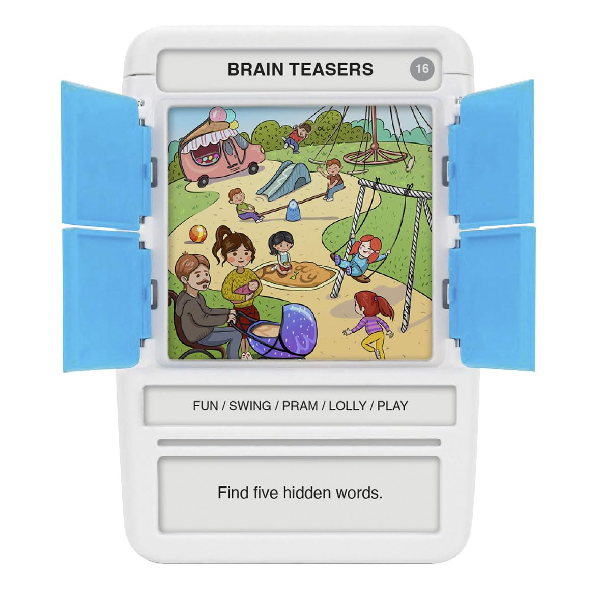 Juego de viaje 100 PICS Brain Teasers - Resuelve 100 rompecabezas | Tarjetas flash con estuche de revelación de diapositivas | Juego de cartas, regalo, relleno de calcetines | Horas de diversión para niños y adultos | Edad 6+