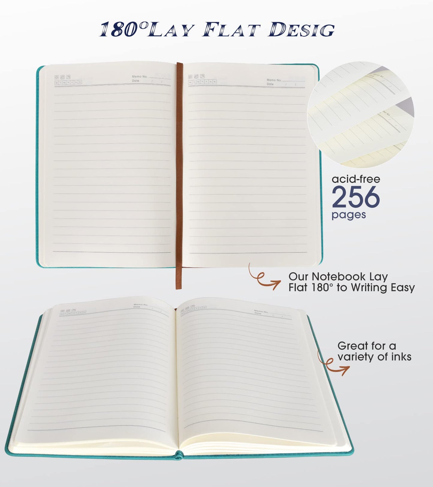 Biuwory Cuaderno forrado para mujeres y hombres, 256 páginas A5, diarios de cuero de tapa dura para escritura, viajes, negocios, trabajo y escuela, cuadernos universitarios con rayas para tomar notas, bloc de notas de diario de 5,7" × 8,3" (azul)
