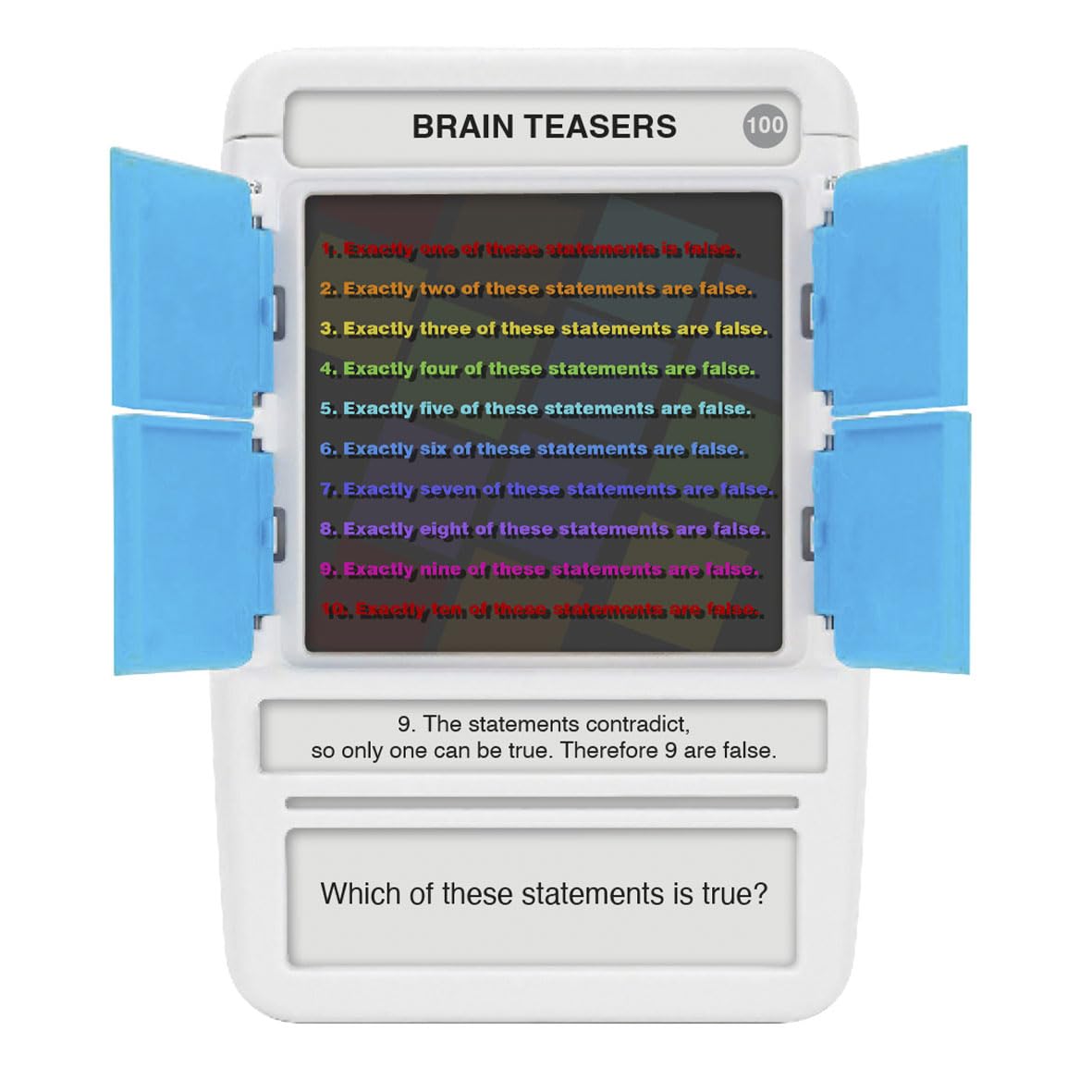 Juego de viaje 100 PICS Brain Teasers - Resuelve 100 rompecabezas | Tarjetas flash con estuche de revelación de diapositivas | Juego de cartas, regalo, relleno de calcetines | Horas de diversión para niños y adultos | Edad 6+