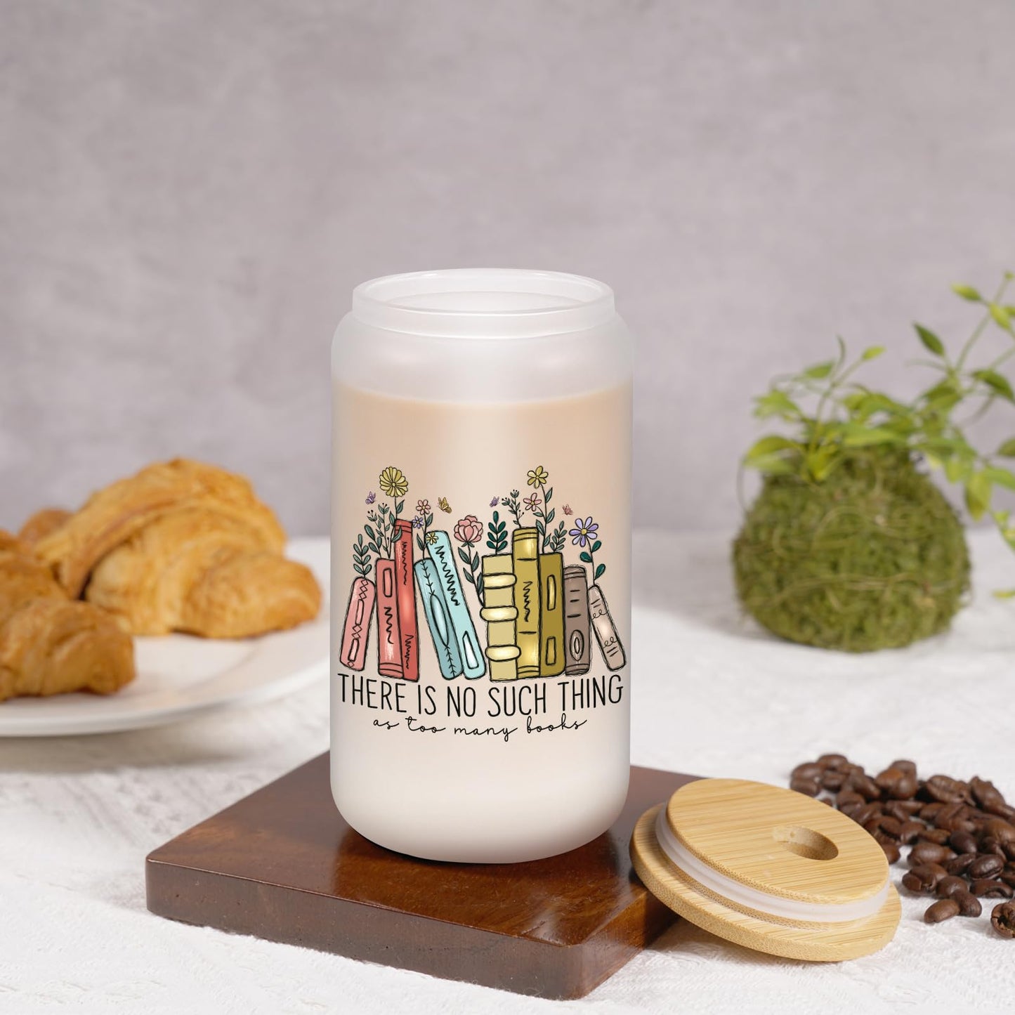Vasos de vidrio LEADO de 473 ml con tapa y pajita - Regalos para amantes de la lectura - Regalos para el Día de la Madre - Regalos de cumpleaños para amantes de la lectura - Regalos con temática de libros - Accesorios para libros