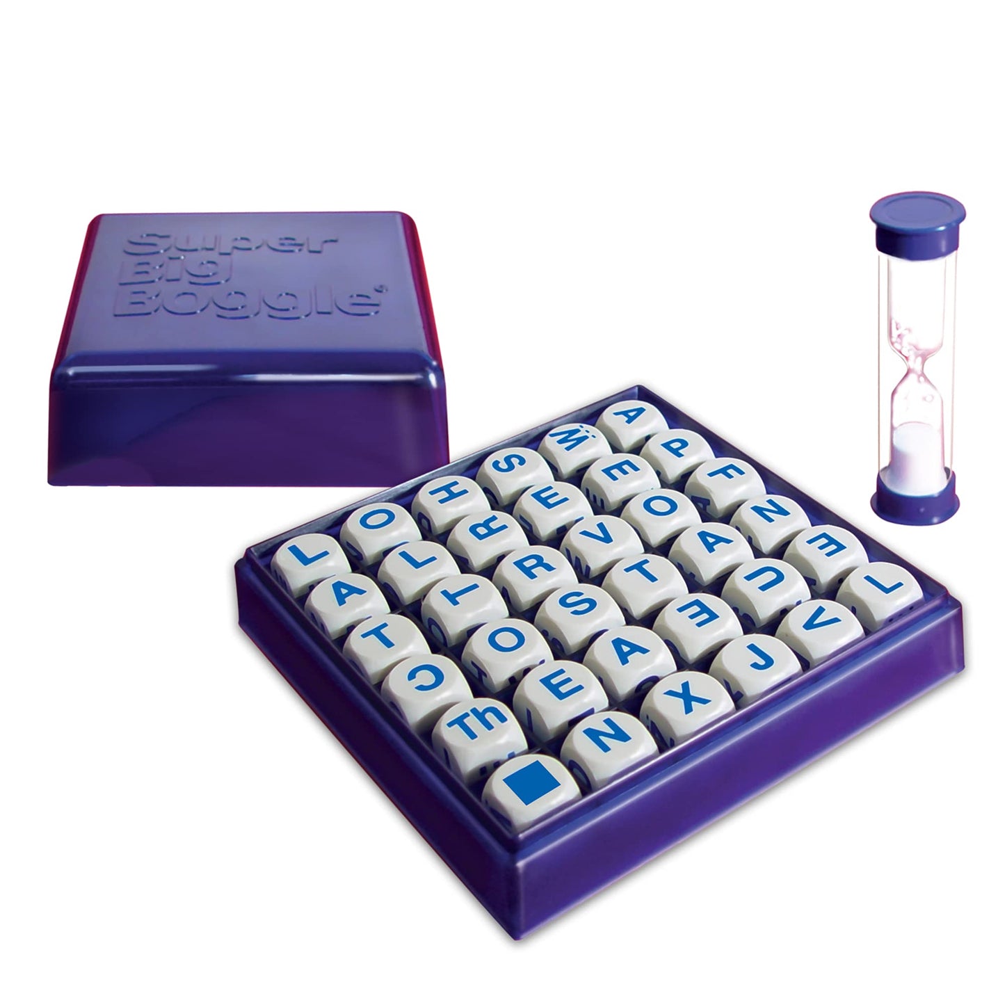 Super Big Boggle con cuadrícula de 6x6 y 36 cubos de letras de Winning Moves Games USA, el juego de Boggle más grande de todos los tiempos, cronómetro de arena de 4 minutos, para 2 o más jugadores, mayores de 8 años (1165)