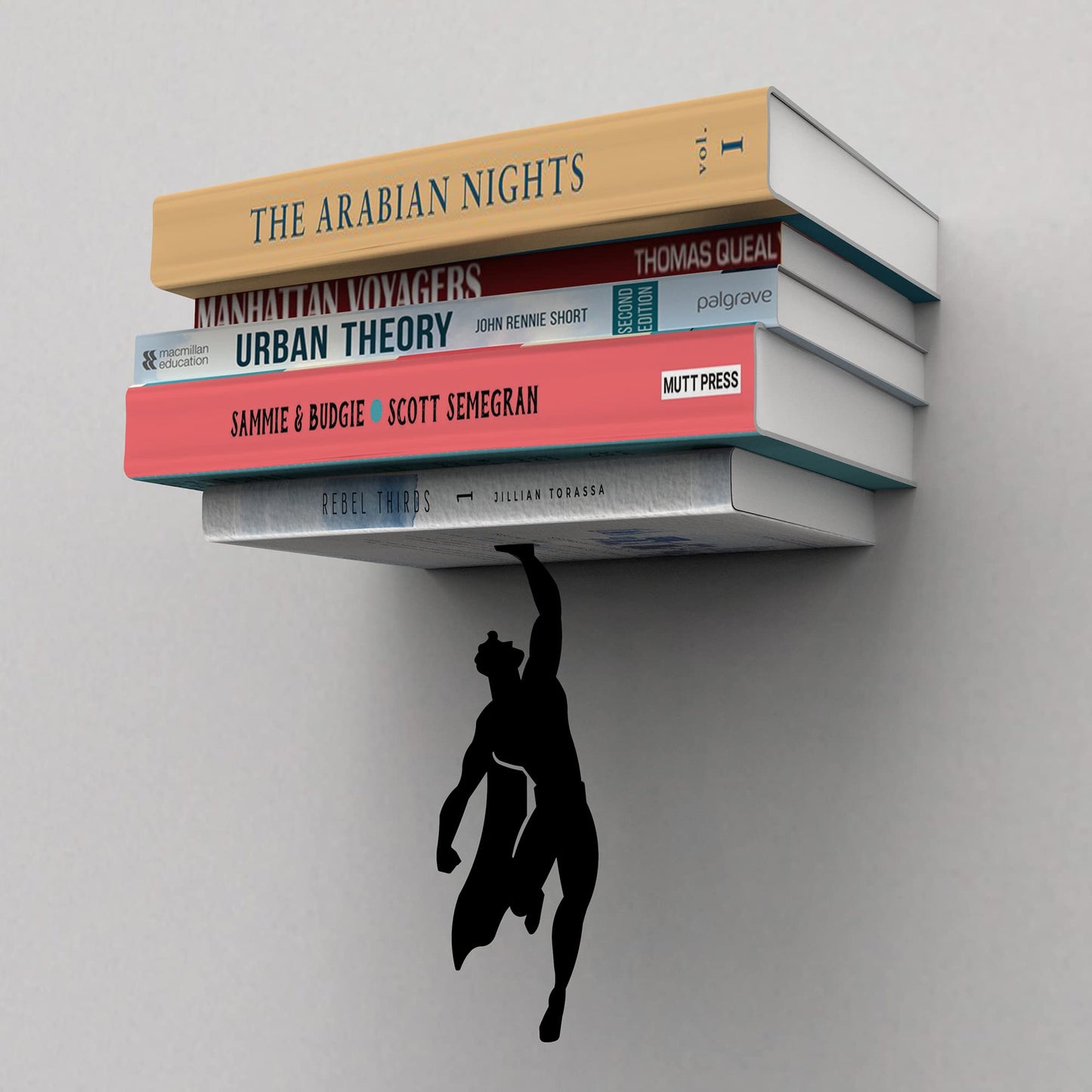 Artori Design Estantería flotante para niños, estantería de metal invisible, estantería decorativa de pared para amantes de los libros (superhéroe)