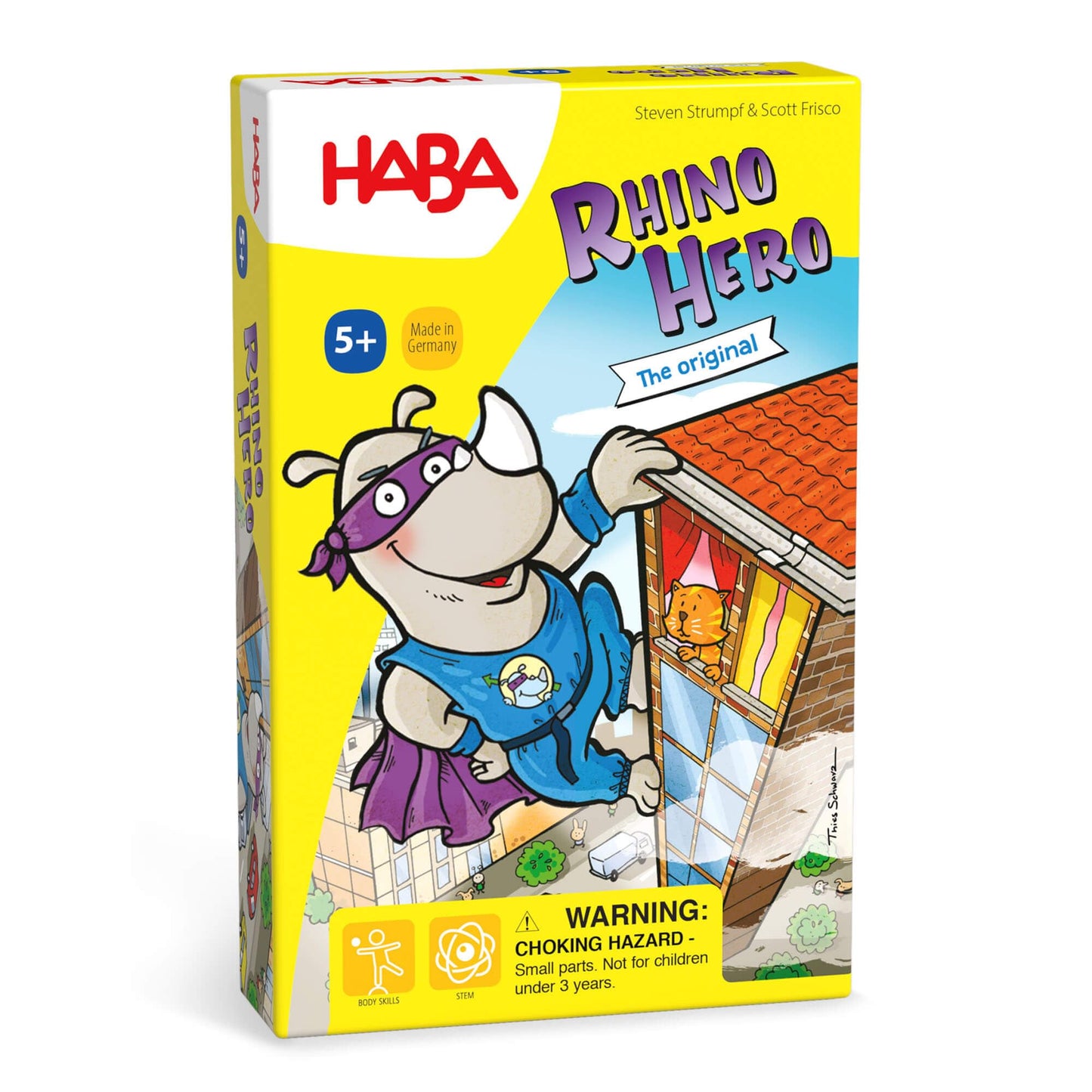 HABA Rhino Hero Game - Juegos de cartas para niños, ideal para edades de 5 años en adelante - La heroica aventura del juego de cartas apilable Rhino Hero - Ganador del triple premio