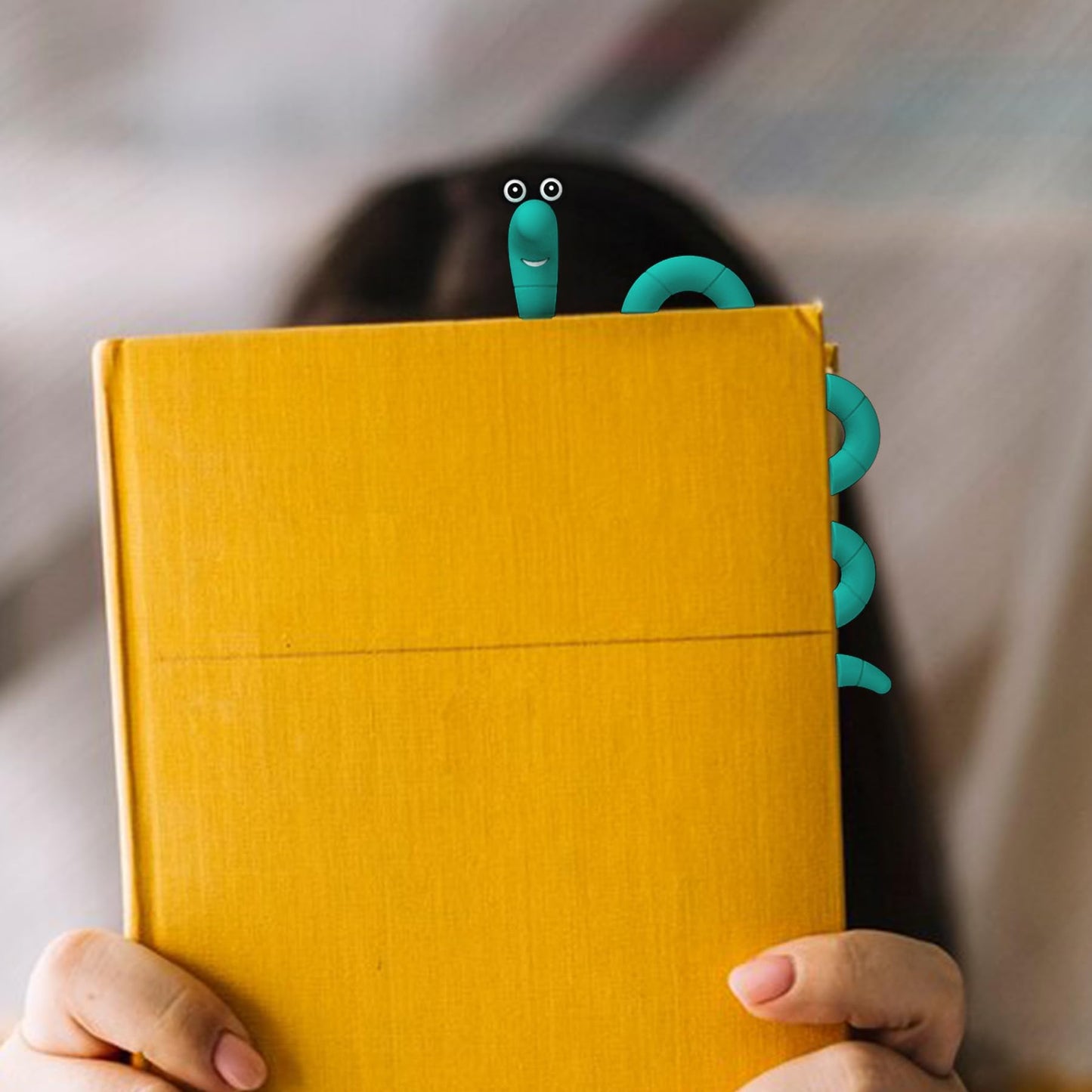 Marcapáginas con clip para niños, estudiantes, mujeres y hombres, Wally The Bookworm, bonito marcapáginas y soporte para páginas, idea de regalo única, divertido marcador de libros y accesorio de lectura para amantes de los libros (turquesa)