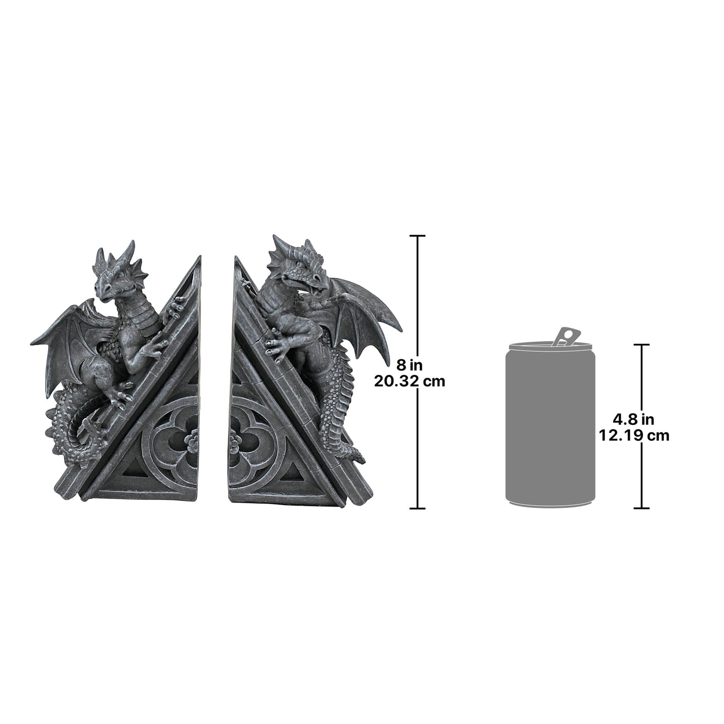 Design Toscano Sujetalibros escultóricos con dragones de castillo gótico
