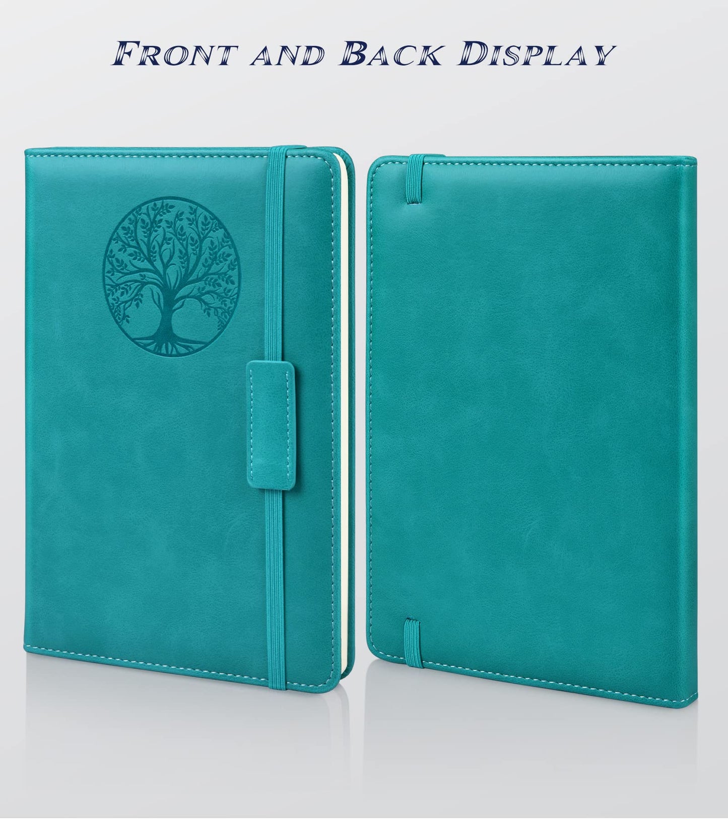 Biuwory Cuaderno forrado para mujeres y hombres, 256 páginas A5, diarios de cuero de tapa dura para escritura, viajes, negocios, trabajo y escuela, cuadernos universitarios con rayas para tomar notas, bloc de notas de diario de 5,7" × 8,3" (azul)
