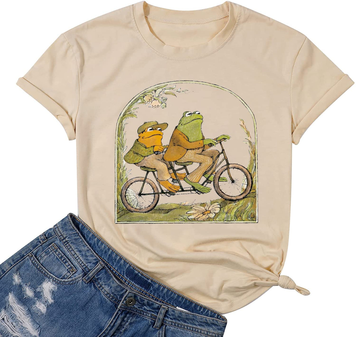 Camisa de rana para mujer, camiseta clásica de libro, camiseta gráfica vintage, camiseta para amantes de los libros, camiseta divertida para profesor (S, albaricoque)