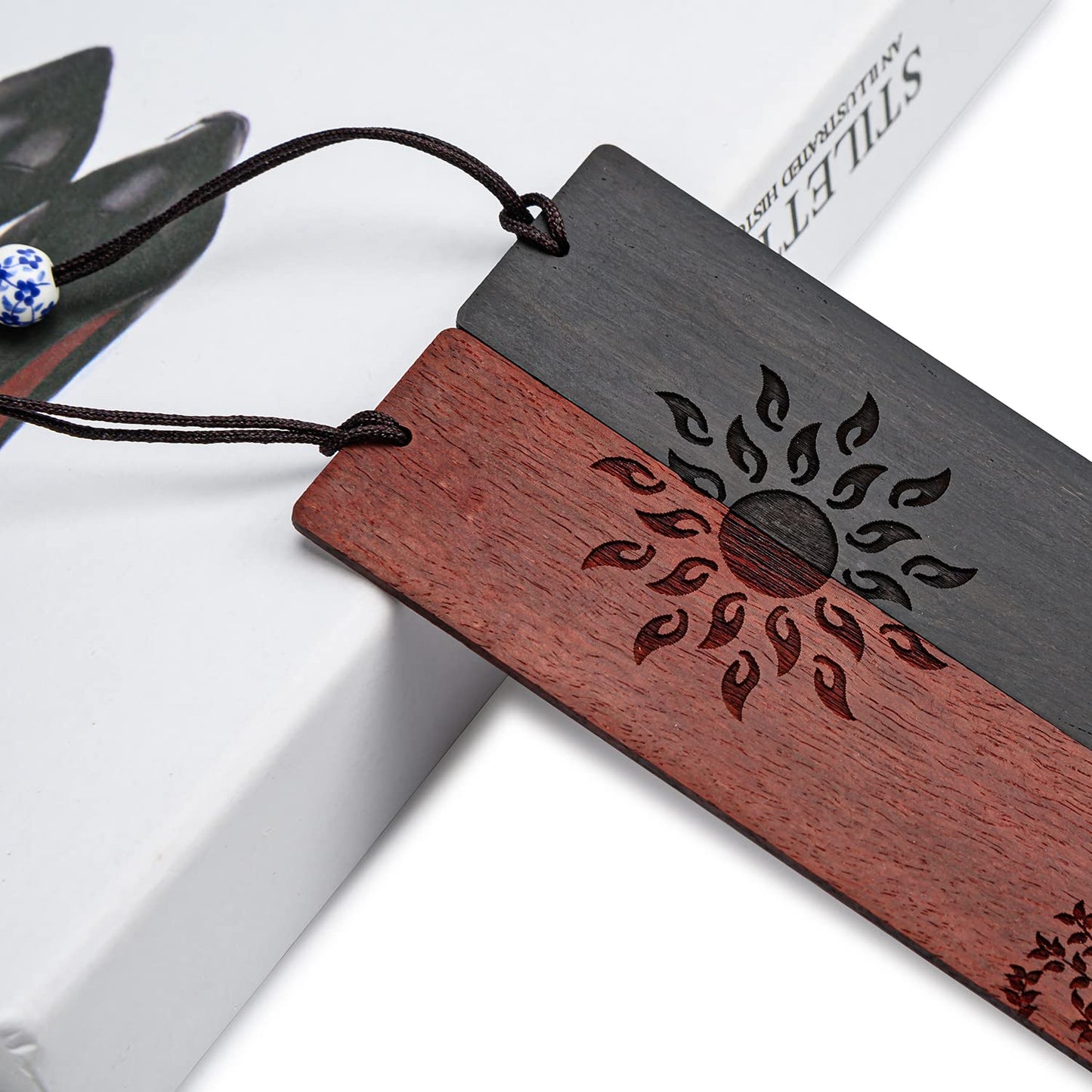 Marcapáginas de madera, regalo único para hombres y mujeres, accesorios para marcapáginas (sol y árbol), 2 uds.
