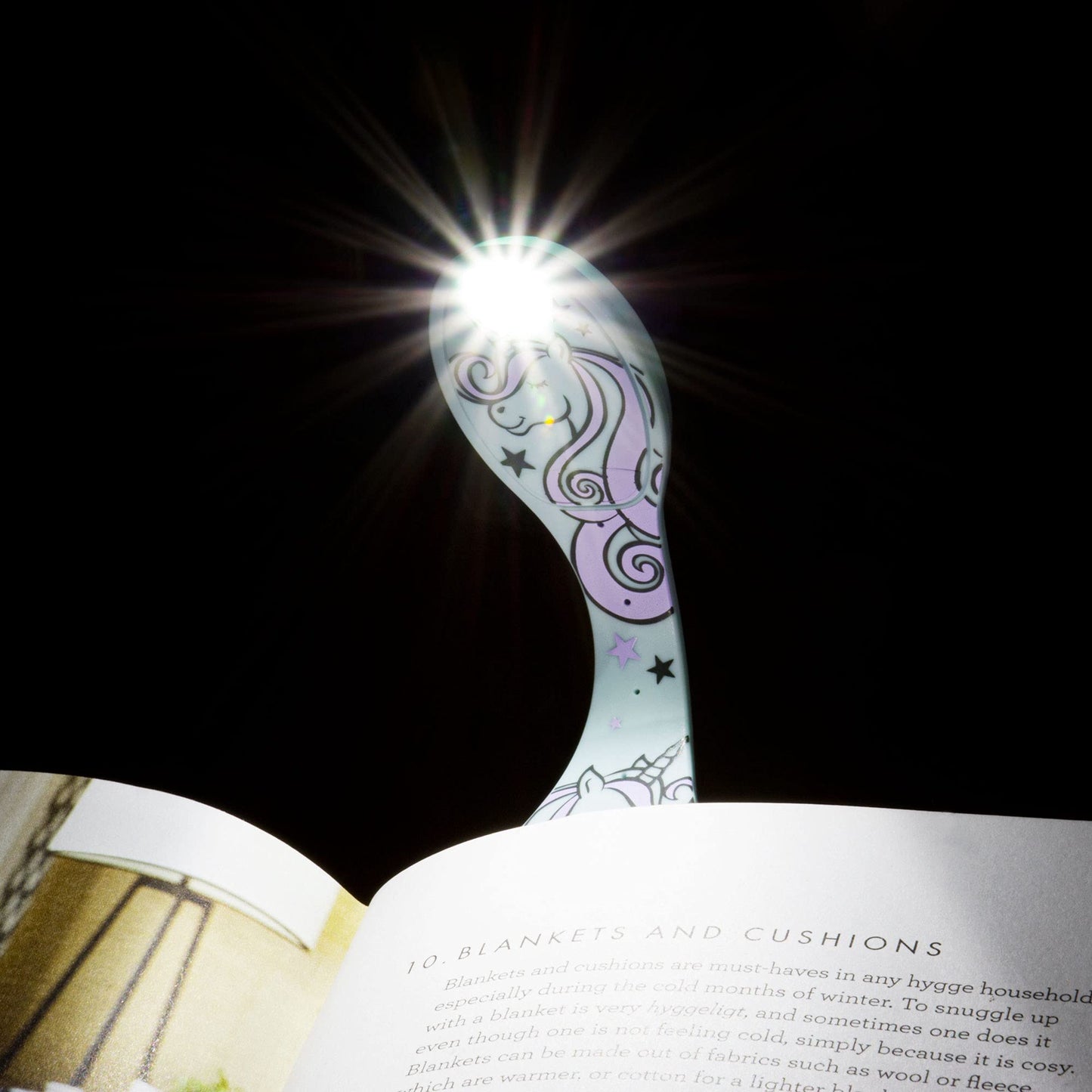 Luz de lectura Flexilight | Luz de libro marcapáginas 2 en 1 | Lámpara de lectura LED con clip | Antorcha de libros para niños y adultos para leer en la cama | Accesorios para libros | Idea de regalo para lectores y amantes de los libros (unicornio)