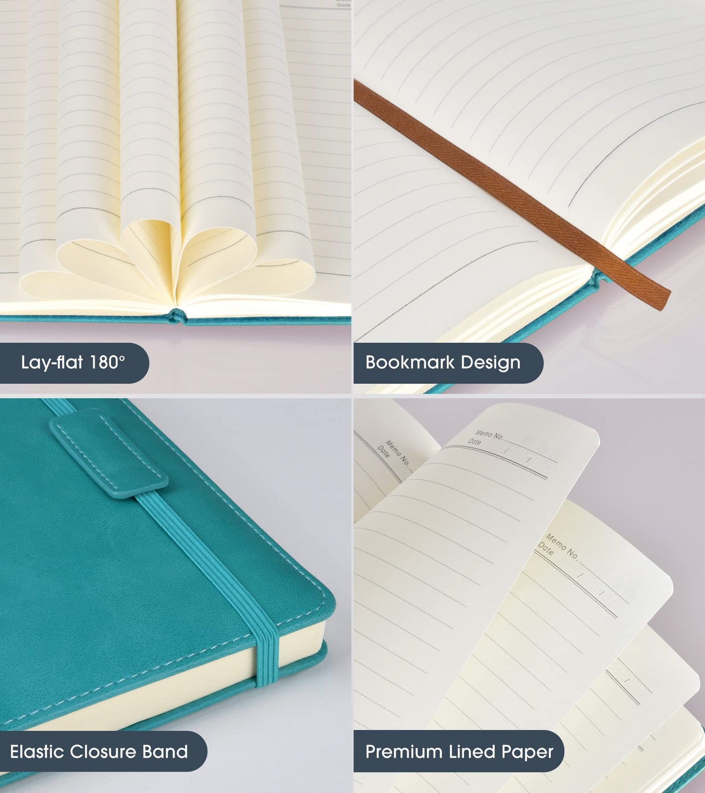Biuwory Cuaderno forrado para mujeres y hombres, 256 páginas A5, diarios de cuero de tapa dura para escritura, viajes, negocios, trabajo y escuela, cuadernos universitarios con rayas para tomar notas, bloc de notas de diario de 5,7" × 8,3" (azul)