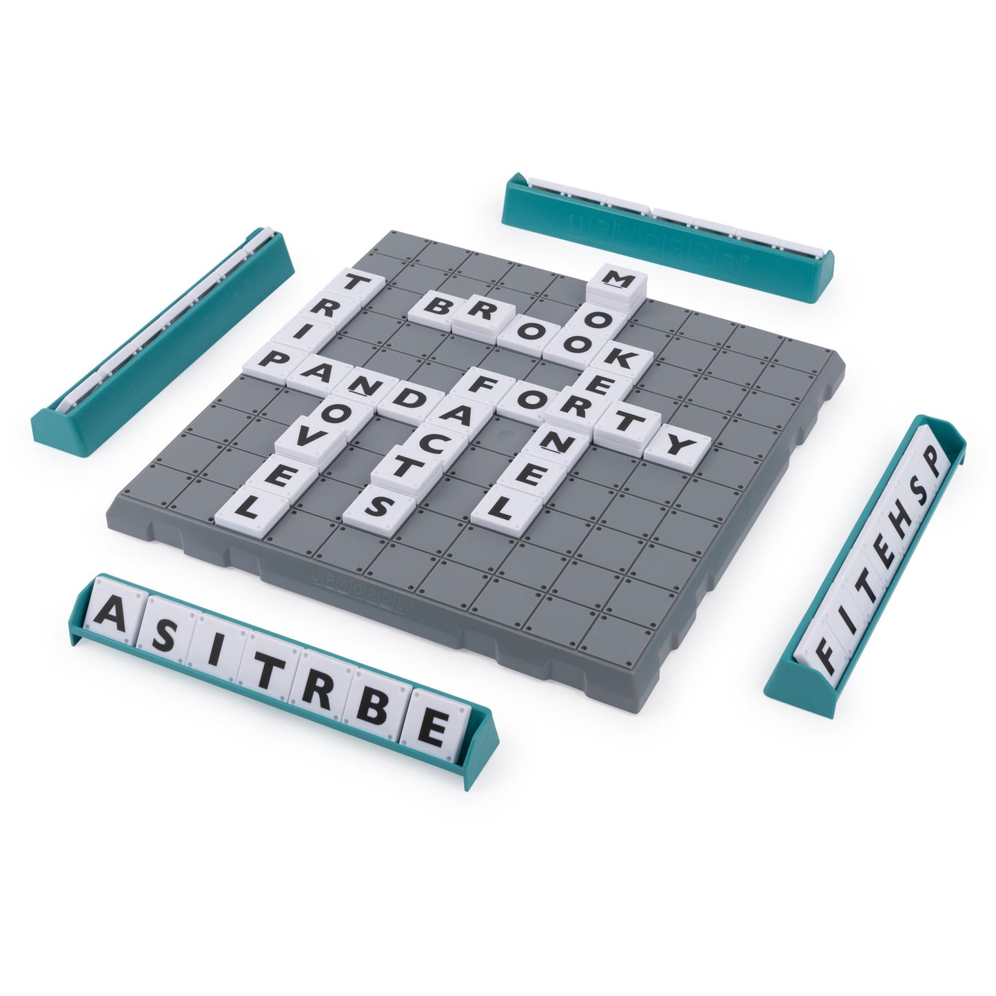 Upwords, juego de palabras con fichas de letras apilables y tablero de juego giratorio, nueva versión 2023 | Juegos para la noche de juegos en familia | Juegos familiares, para adultos y niños de 8 años en adelante