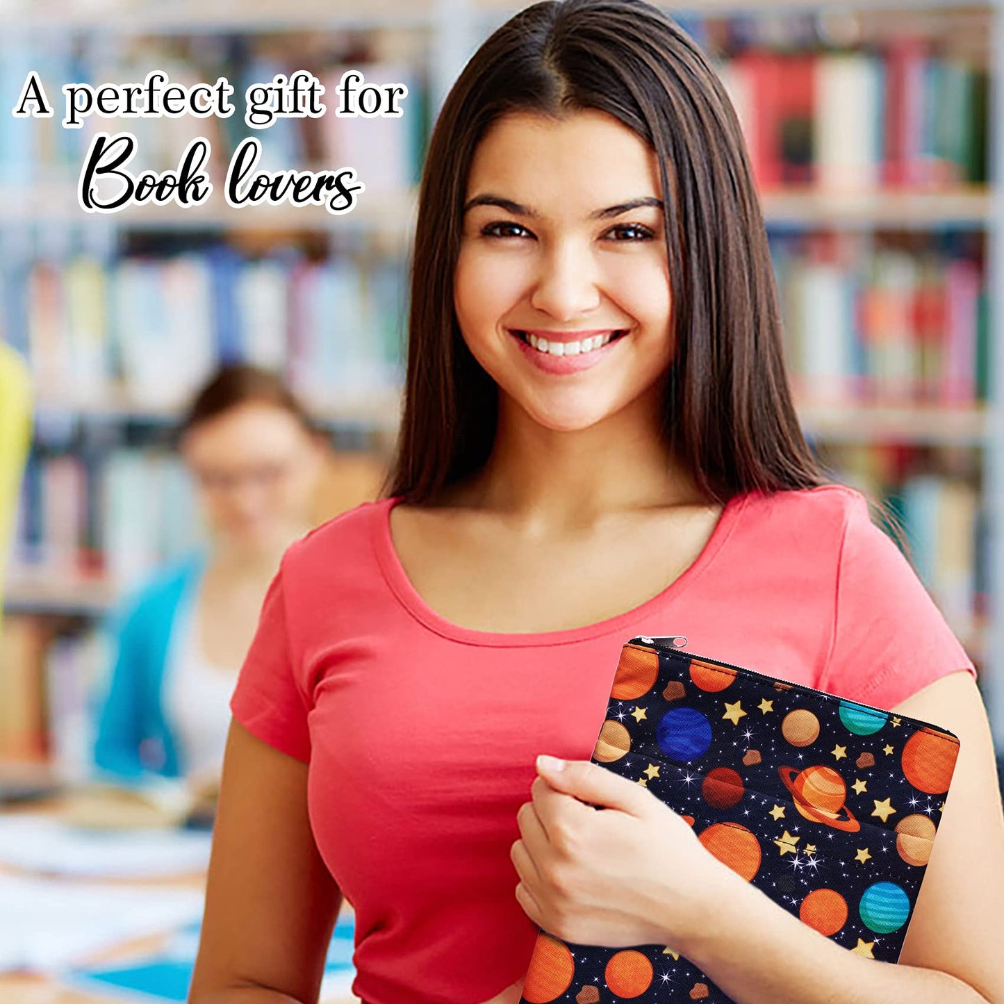 Funda para libros Galaxy Space Protector de libros, fundas para libros de bolsillo, tela lavable, fundas para libros con cremallera, regalo de libro mediano de 11 pulgadas x 8,7 pulgadas