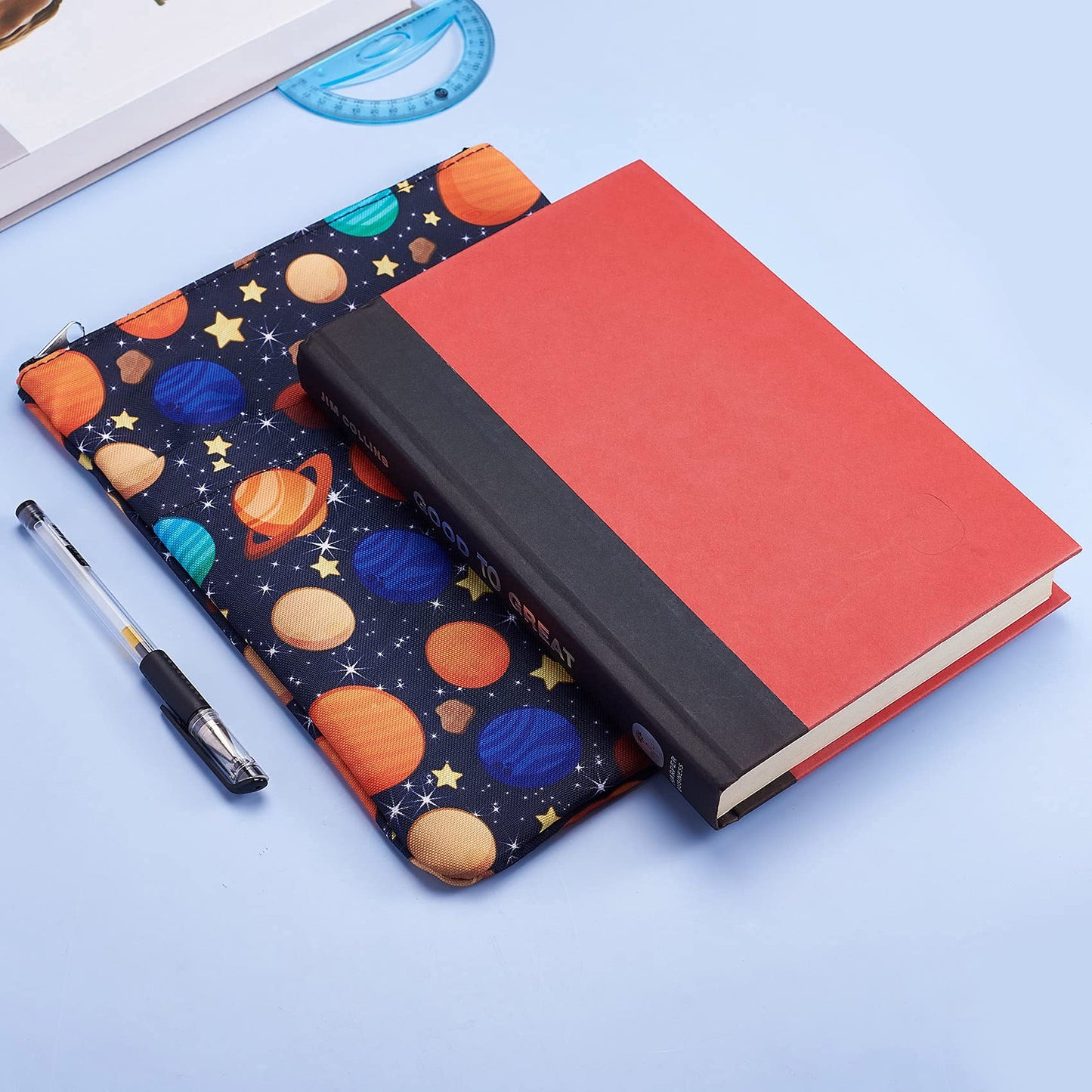 Funda para libros Galaxy Space Protector de libros, fundas para libros de bolsillo, tela lavable, fundas para libros con cremallera, regalo de libro mediano de 11 pulgadas x 8,7 pulgadas