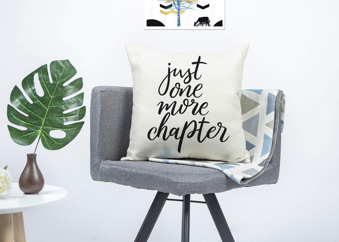 Just One More Chapter - Funda de almohada de lino para amantes de los libros, 18.0 x 18.0 in