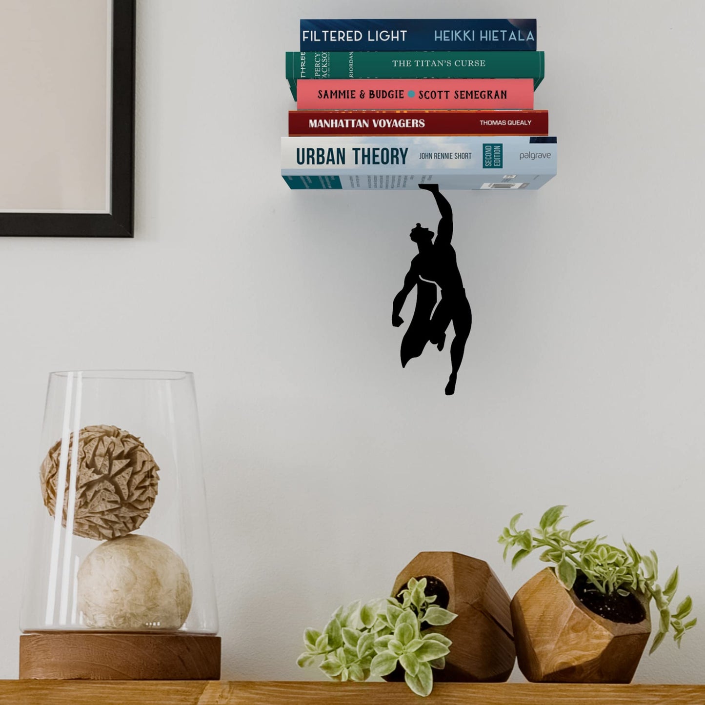 Artori Design Estantería flotante para niños, estantería de metal invisible, estantería decorativa de pared para amantes de los libros (superhéroe)