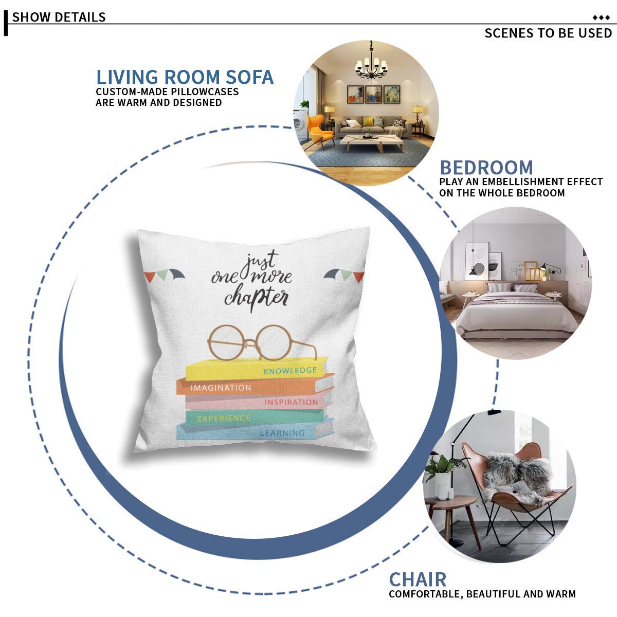 Funda de almohada decorativa con citas motivacionales para lectura, para sofá, aula, amantes de los libros, fundas de almohada para cama, sofá, habitación, hogar, 18.0 x 18.0 in