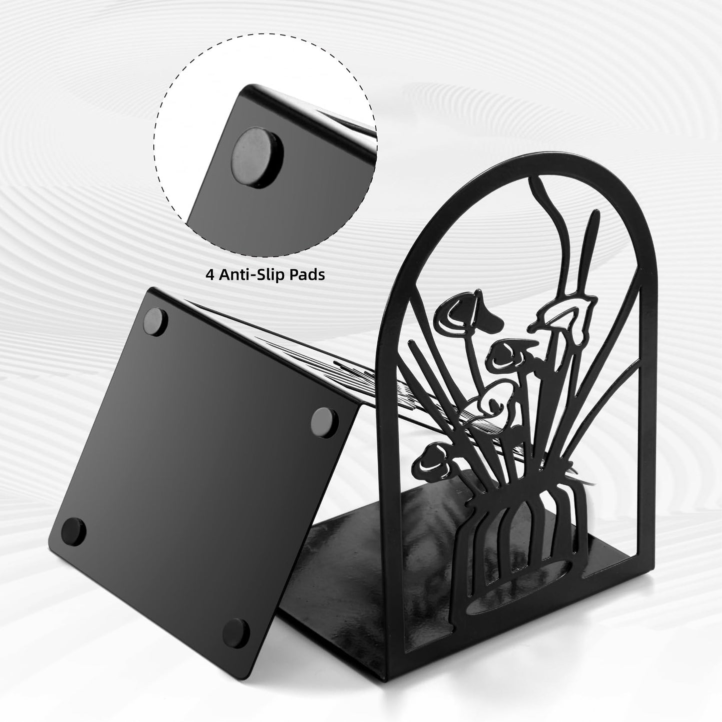 3 pares de sujetalibros de metal, extremos de libros de flores para estantes decorativos, tapón de libro para libros pesados, extremos para sujetar libros para oficina en casa