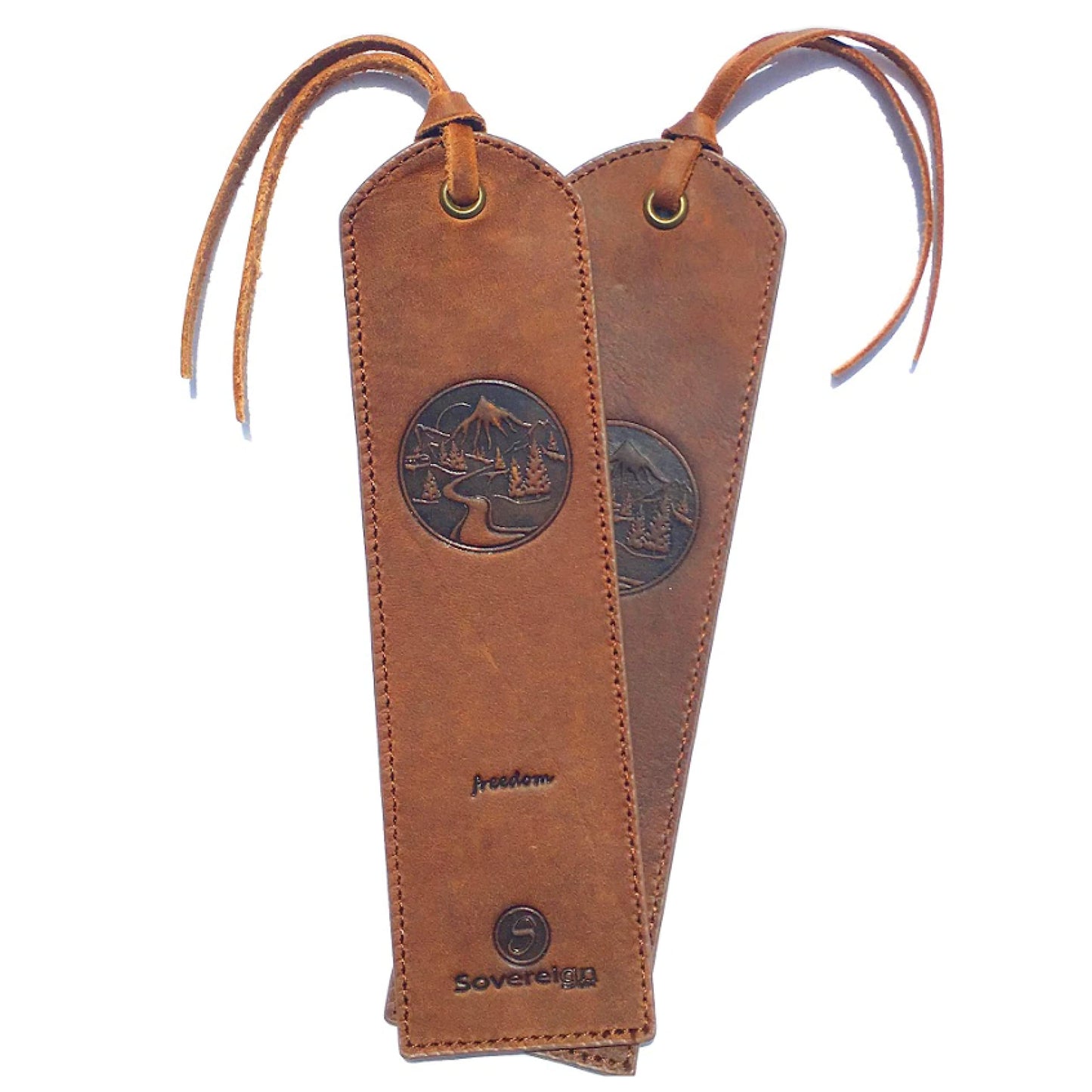 Marcapáginas de Cuero Hecho a Mano con Diseño de Montaña - 2 Marcadores de Libros de Cuero Genuino - Marcapáginas Perfectos para Hombres, Mujeres y Niños | Gran regalo para amantes de los libros, escritores, amigos y familiares.