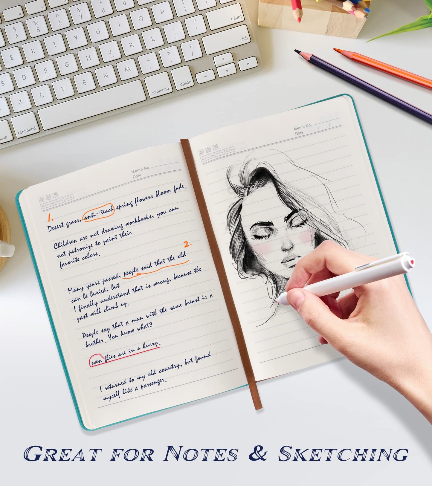 Biuwory Cuaderno forrado para mujeres y hombres, 256 páginas A5, diarios de cuero de tapa dura para escritura, viajes, negocios, trabajo y escuela, cuadernos universitarios con rayas para tomar notas, bloc de notas de diario de 5,7" × 8,3" (azul)