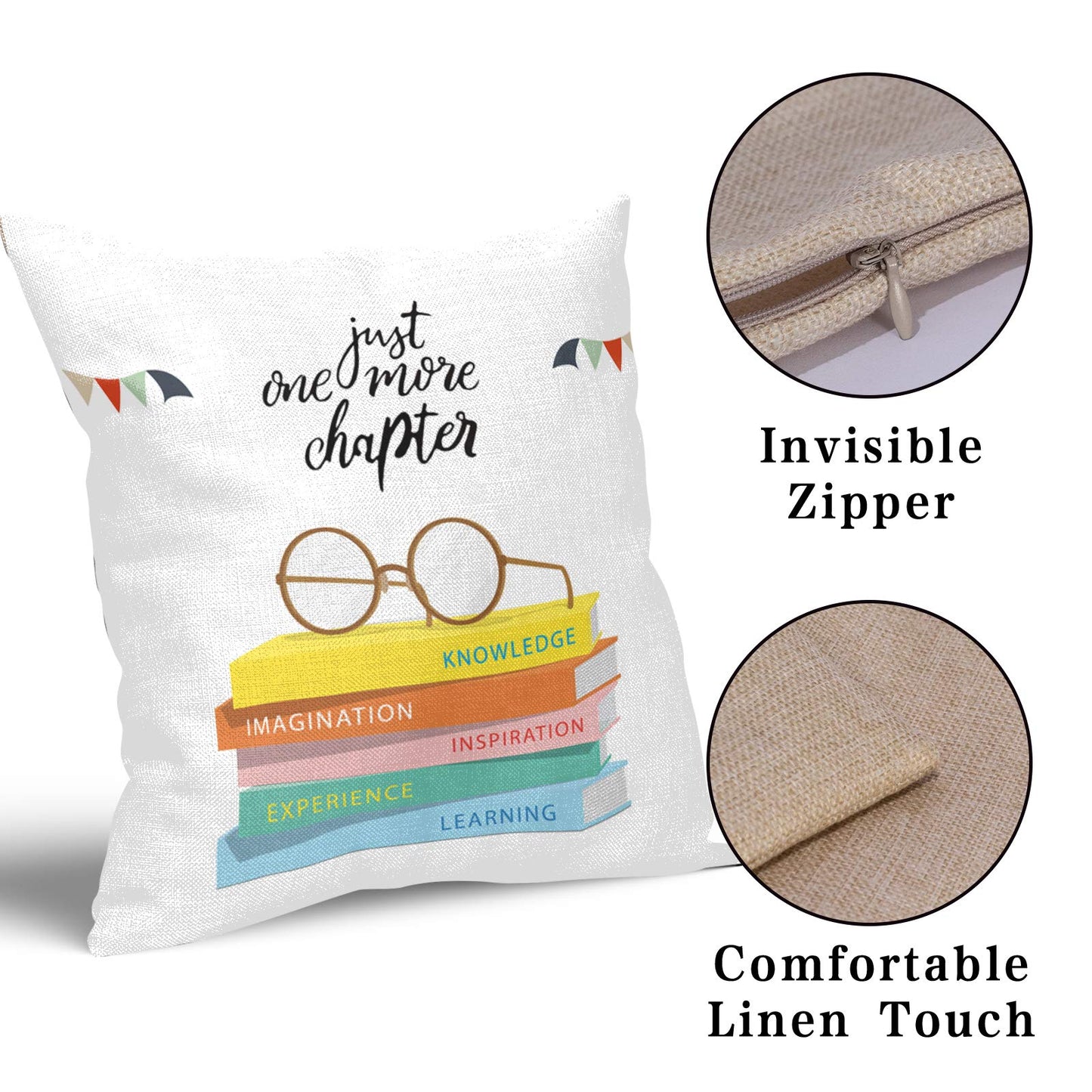 Funda de almohada decorativa con citas motivacionales para lectura, para sofá, aula, amantes de los libros, fundas de almohada para cama, sofá, habitación, hogar, 18.0 x 18.0 in
