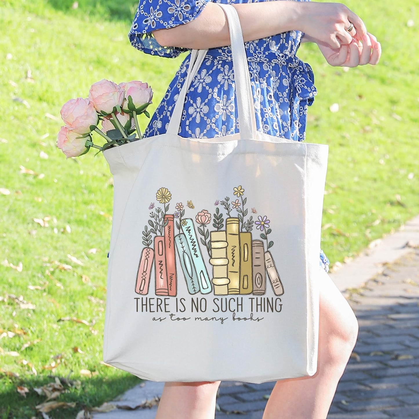 Bolsa de lona LEADO con bolsillos para libros, ideal para adultos, ideal para amantes de la lectura, Día de la Madre, cumpleaños y para mujeres. Ideal para bibliotecarios, lectores y amantes de los libros.