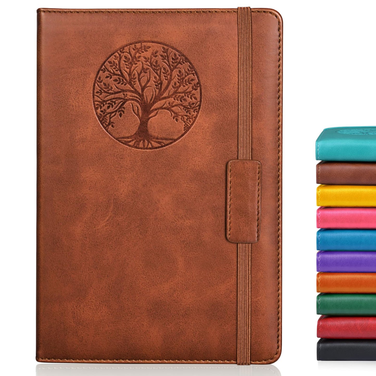 Biuwory Cuaderno forrado para mujeres y hombres, 256 páginas A5, diarios de cuero de tapa dura para escritura, viajes, negocios, trabajo y escuela, cuadernos universitarios con rayas para tomar notas, bloc de notas de 5,7 x 8,3 pulgadas (marrón)