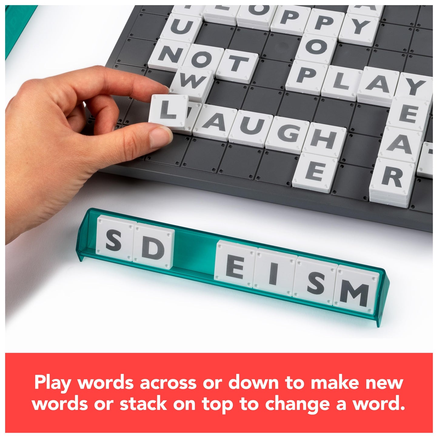 Upwords, juego de palabras con fichas de letras apilables y tablero de juego giratorio, nueva versión 2023 | Juegos para la noche de juegos en familia | Juegos familiares, para adultos y niños de 8 años en adelante