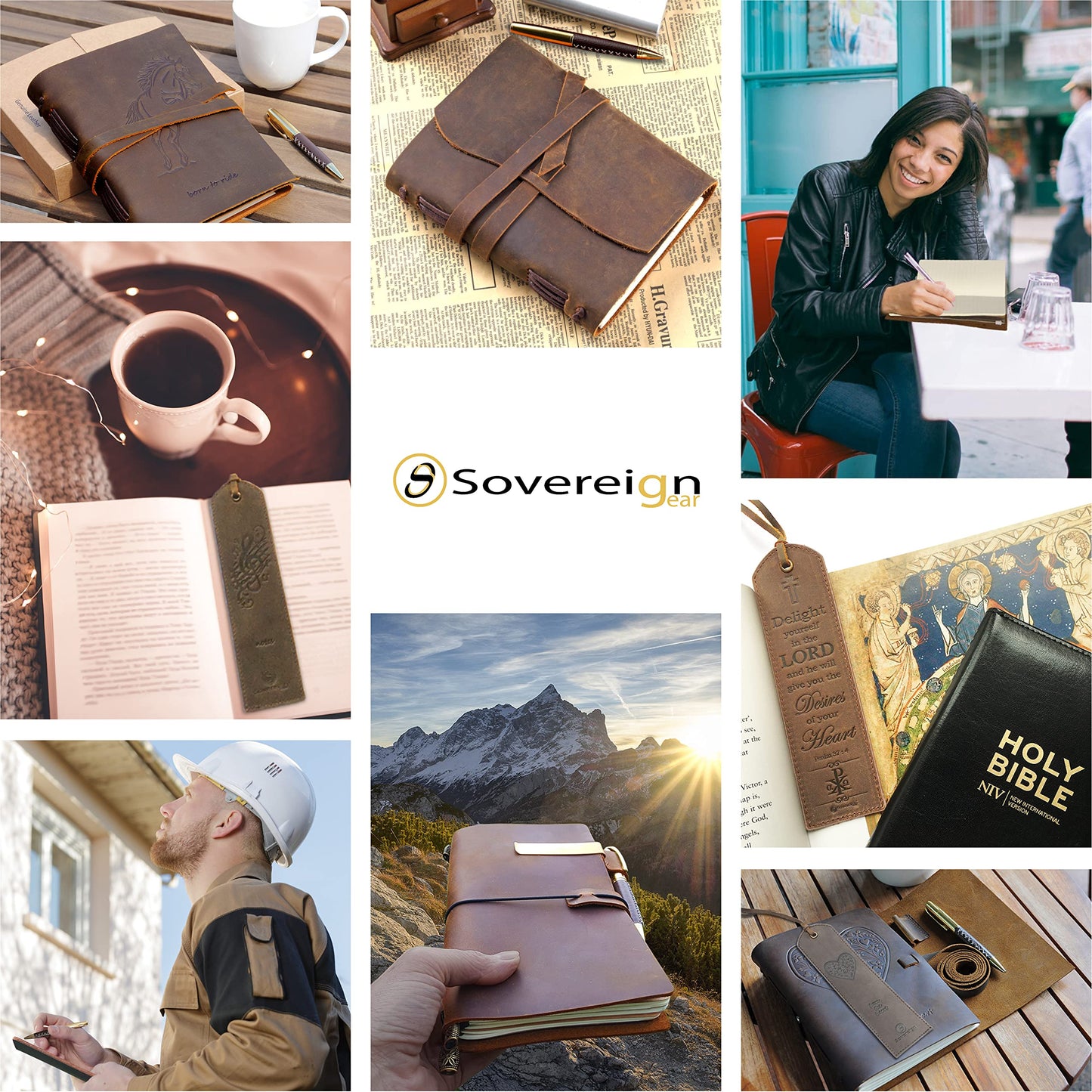 Marcapáginas de Cuero Hecho a Mano con Diseño de Montaña - 2 Marcadores de Libros de Cuero Genuino - Marcapáginas Perfectos para Hombres, Mujeres y Niños | Gran regalo para amantes de los libros, escritores, amigos y familiares.
