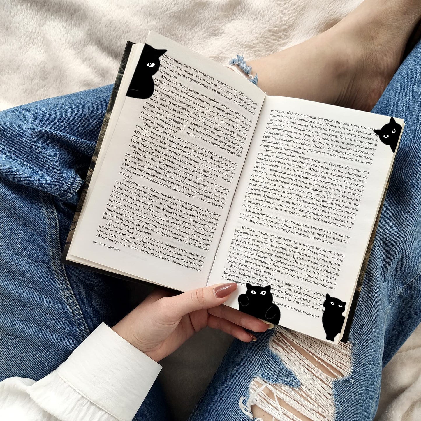 Marcapáginas de gato negro para mujer, 6 marcadores magnéticos, bonitos clips para libros, regalos para amantes de los gatos, clips magnéticos para páginas de libros, marcapáginas kawaii para mujeres, profesoras, estudiantes y amantes de los libros.