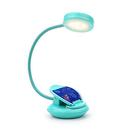 Vekkia Cute Rechargeable Book Light,Eye Caring Reading Light for Kids Clip on, 3 Colors & 3 Brightness, 1.8oz Super Light Weight, Up to 40 Hours Reading. Great Gifts for Kids & Readers (Blue)