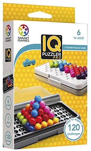 SmartGames IQ Puzzler Pro, a Travel Game for Kids and Adults, a Cognitive Skill-Building Brain Game - Brain Teaser for Ages 6 & Up, 120 Challenges in Travel-Friendly Case.