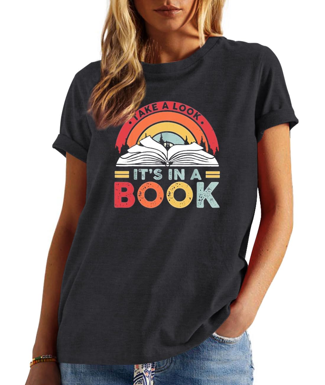 Womens Reading Rainbow Book Shirts Book Lover Shirt Teachers Reading Book Character Tee Top