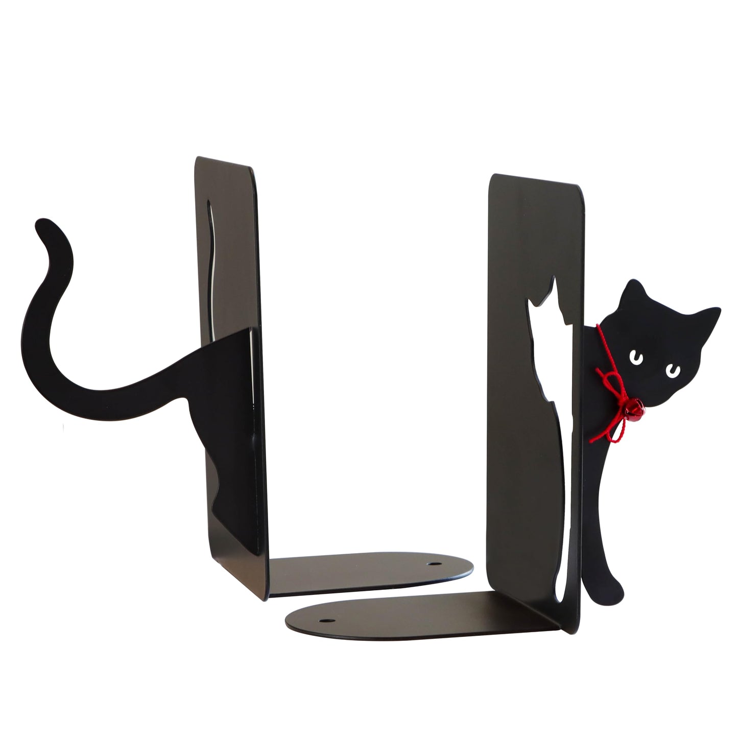 PandS Black Cat Book Ends - Decorative Bookend for Shelves,Book Holder for Desktop, Cute Animal Decor for Home & Office, Gift for Cat Lovers Heavy Duty