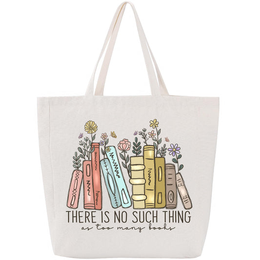 LEADO Canvas Book Tote Bag with Pockets for Adults, Book Lovers Gifts - Mothers Day, Birthday Gifts for Book Lovers Women - Tote Bag for Book Lovers, Librarian Gifts, Bookish Gifts, Gifts for Readers