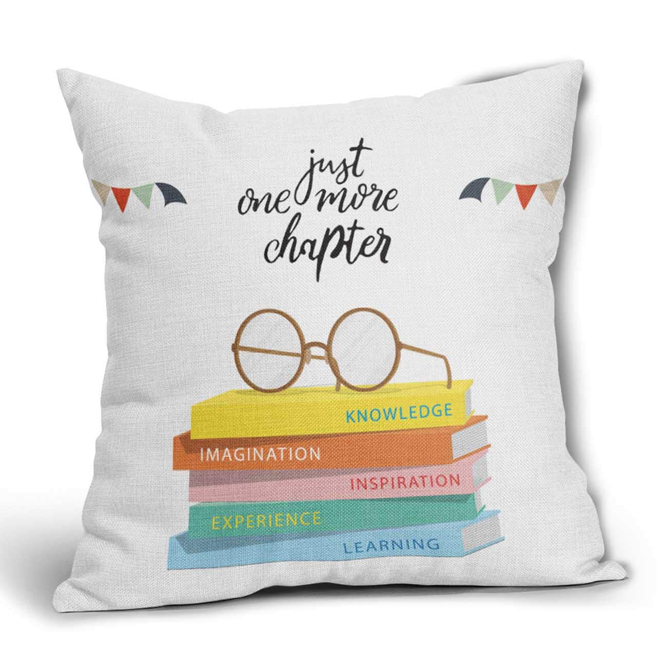 Book Pillow Cover Decorative Motivational Quotes Reading Couch Throw Pillow Case Classroom Book Lover Pillow Covers for Bed Sofa Room Home 18x18 inch