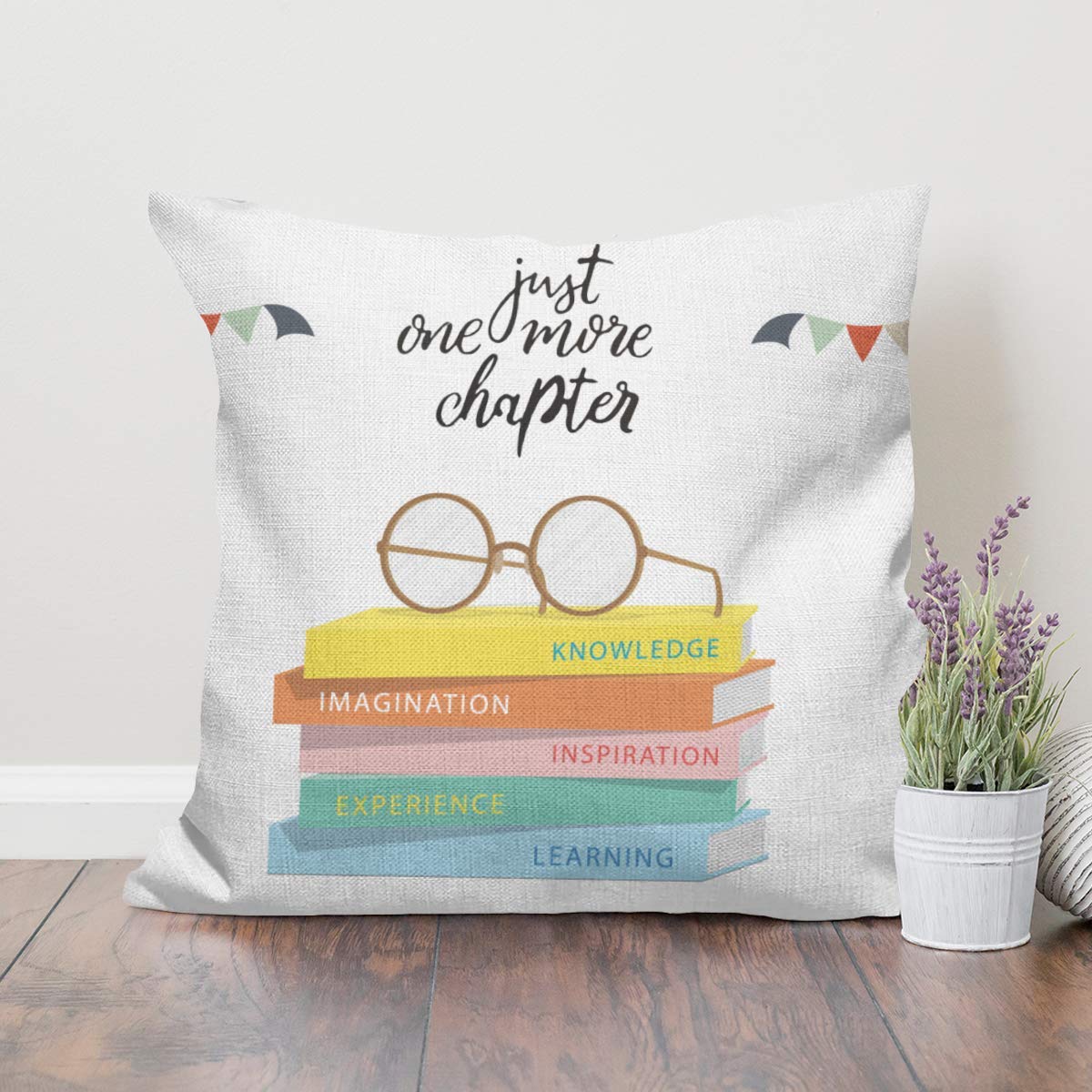 Book Pillow Cover Decorative Motivational Quotes Reading Couch Throw Pillow Case Classroom Book Lover Pillow Covers for Bed Sofa Room Home 18x18 inch