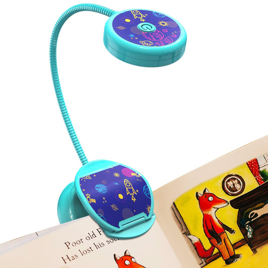 Vekkia Cute Rechargeable Book Light,Eye Caring Reading Light for Kids Clip on, 3 Colors & 3 Brightness, 1.8oz Super Light Weight, Up to 40 Hours Reading. Great Gifts for Kids & Readers (Blue)