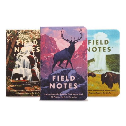 Field Notes: National Parks Series (Series C - Rocky Mountain, Great Smoky Mountains, Yellowstone) - Graph Paper Memo Book 3-Pack - 3.5 x 5.5 Inch