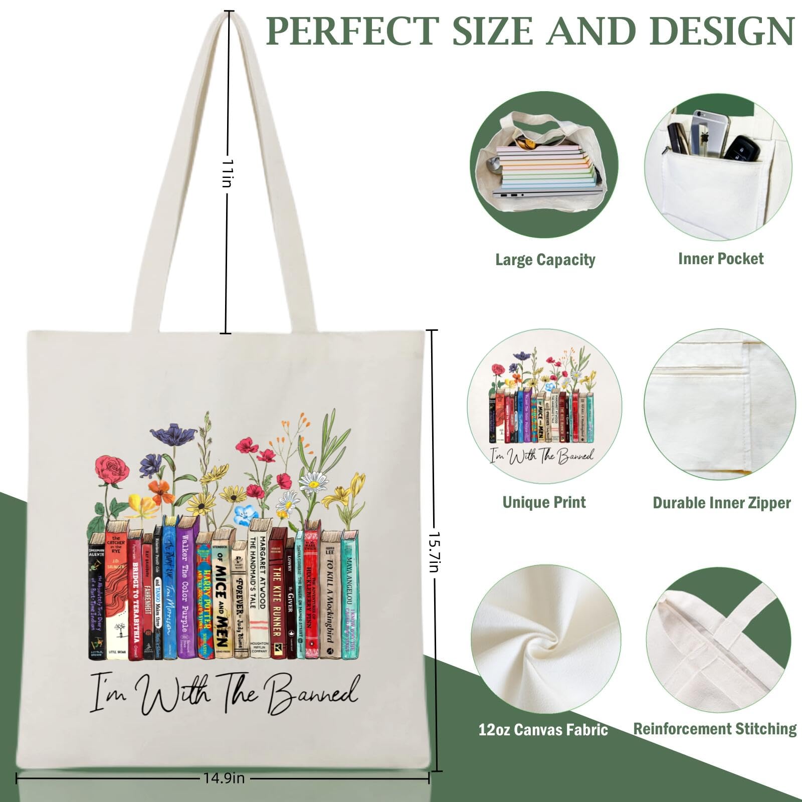 Lululemon Bag Canvas Tote Bag With Zipper For Women - Large Reusable Tote With Inner Pouch For Gym, College, Shopping, Library Work Tote Bags For Women Lululemon Bag Canvas Tote Bag With Zipper For Women - Large Reusable Tote With Inner Pouch For Gym, College, Shopping, Library Work Tote Bags For Women